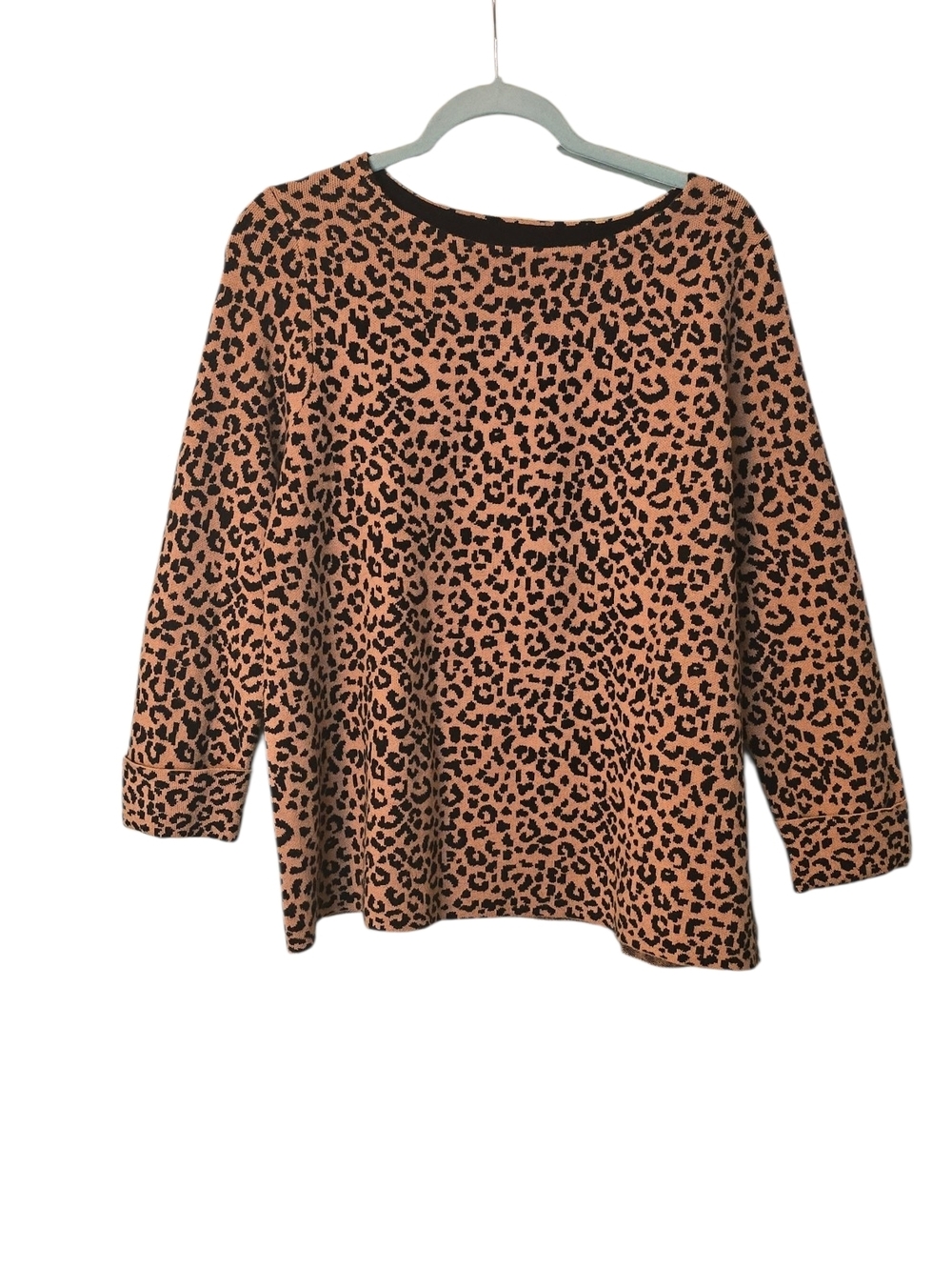 Cynthia Rowley Peach and Black Leopard Print Knit Top